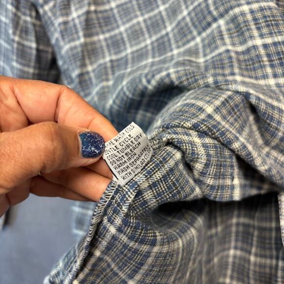 Vintage Anchor Blue Flannel Shirt XXL Plaid Long Sleeve Button Grunge Workwear - Picture 9 of 11